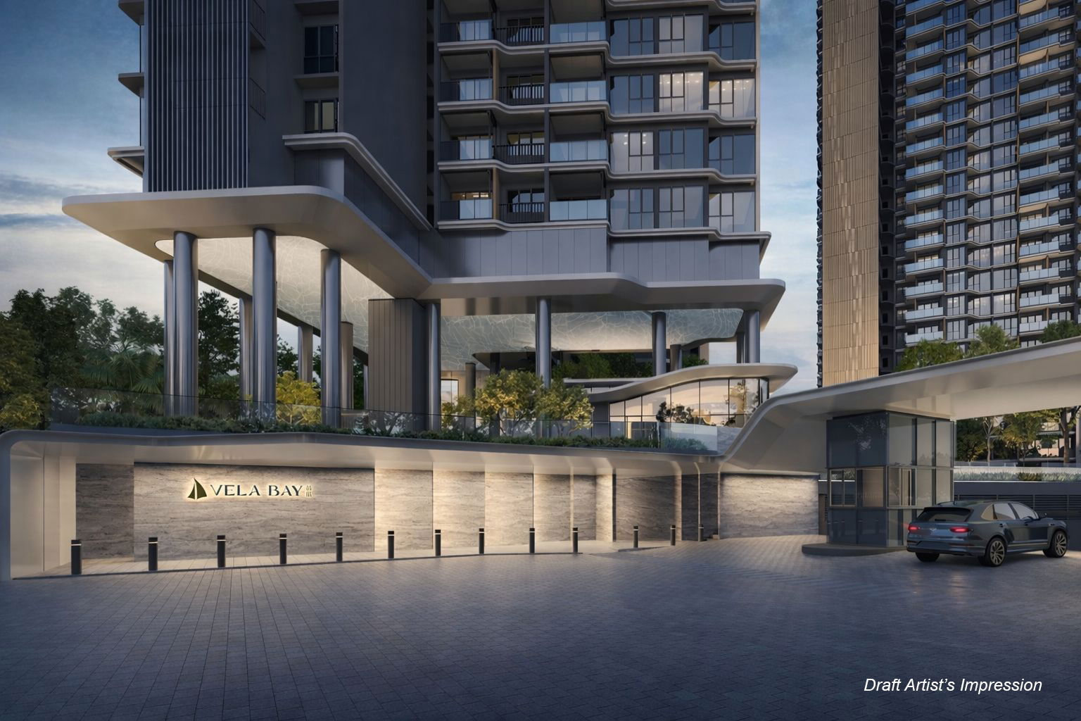 Vela Bay arrival drop-off, artist's impression