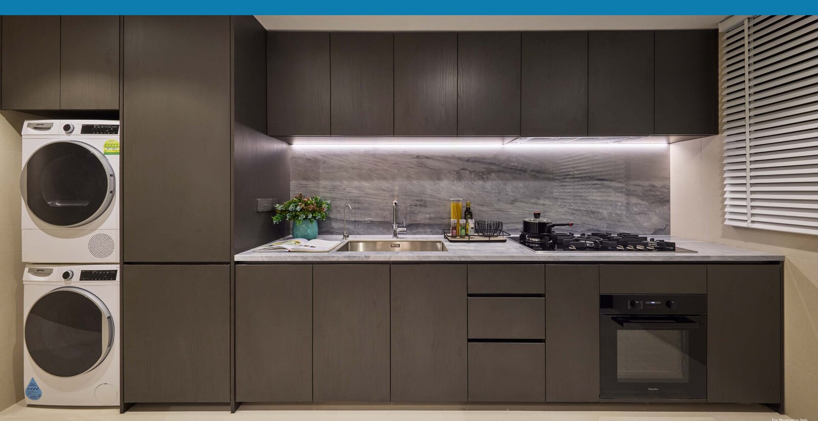 Vela Bay showflat kitchen, for illustration only