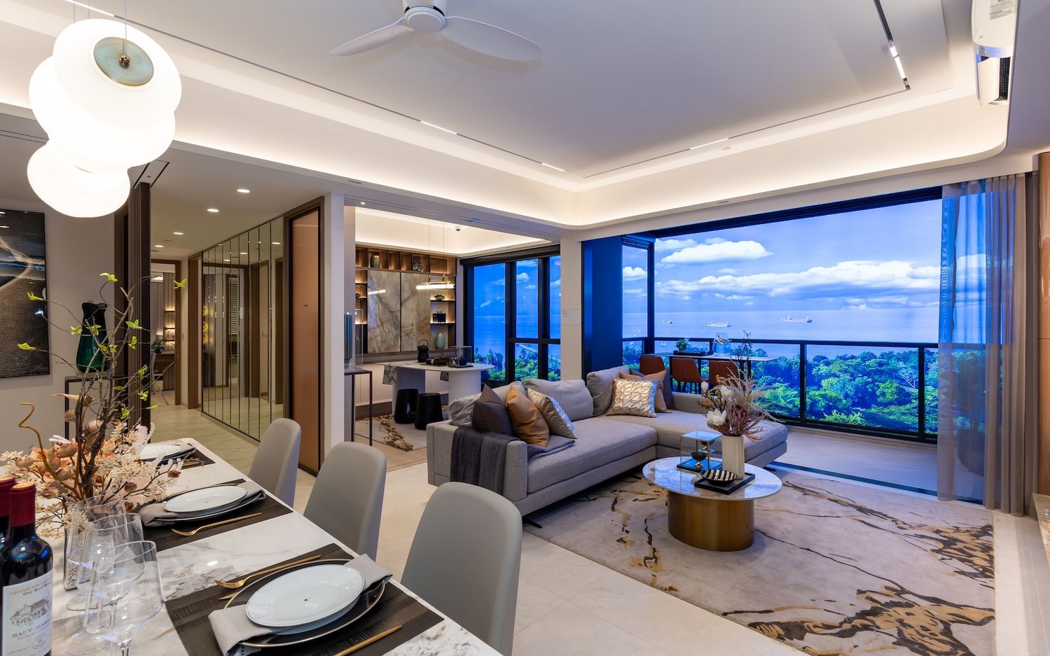 Vela Bay showflat living and dining area, for illustration only