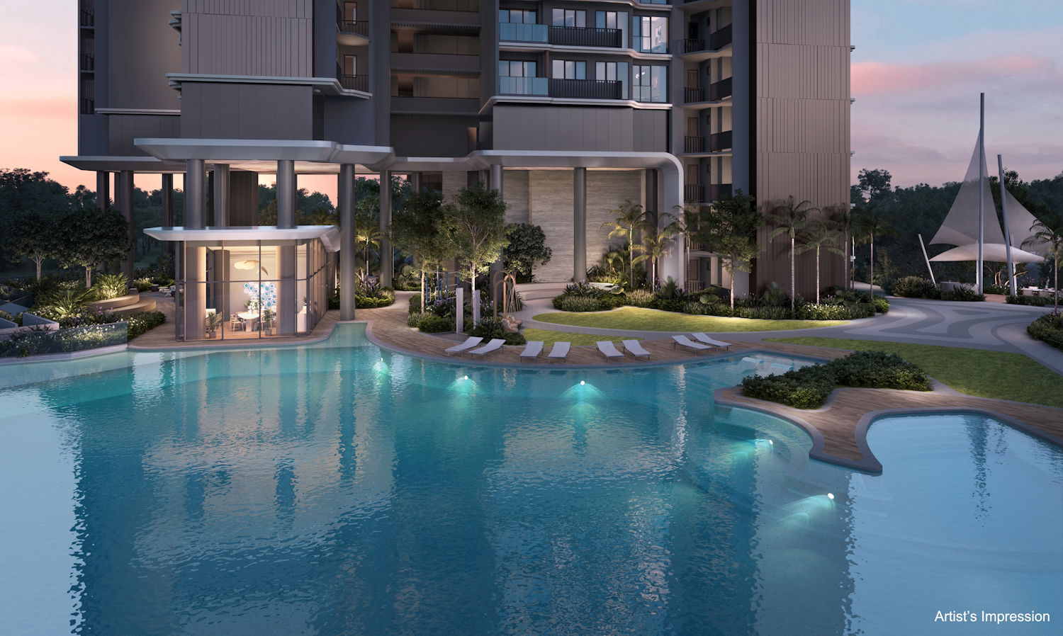 The Vela Pool at sunset, artist's impression