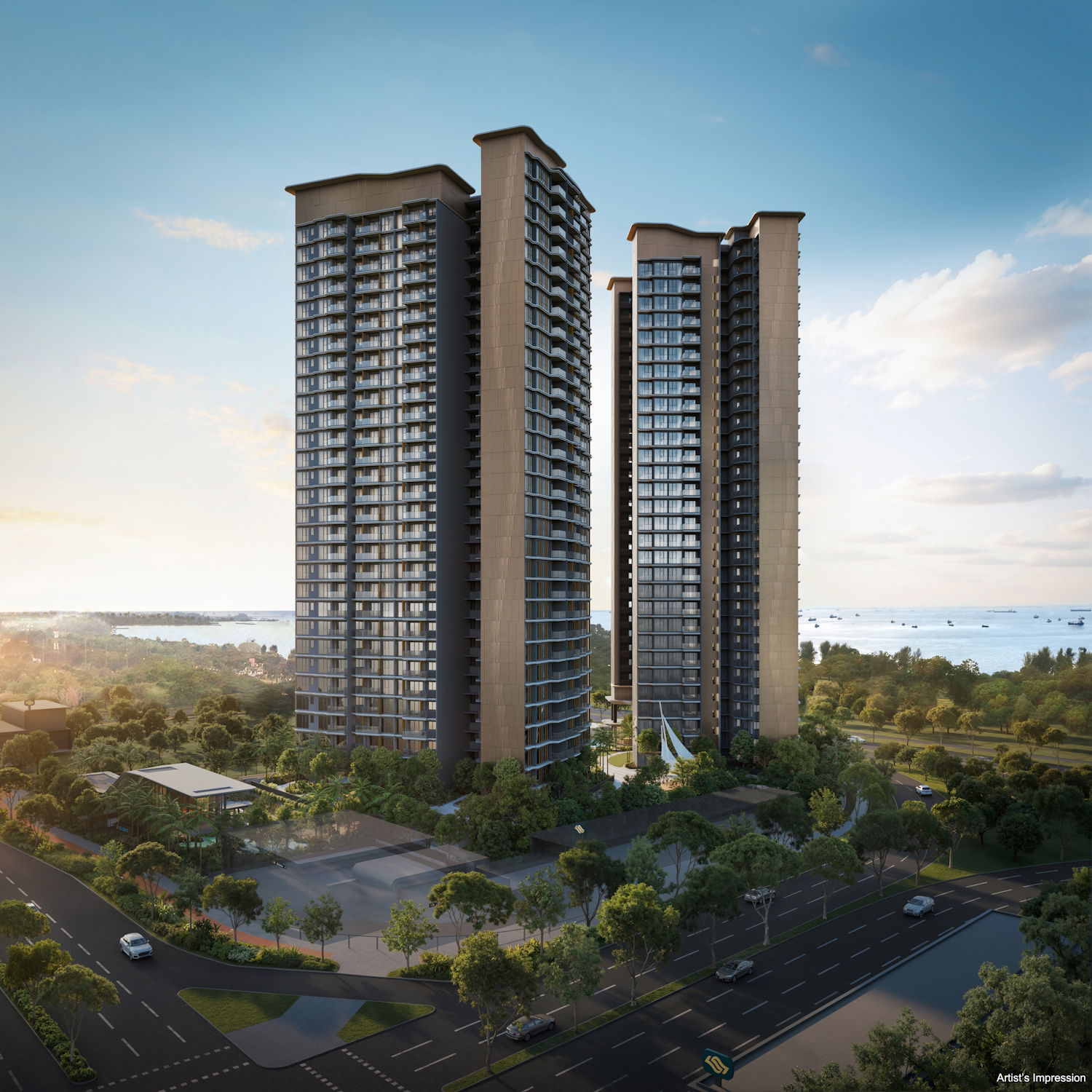 Vela Bay e-brochure cover — twin towers artist's impression